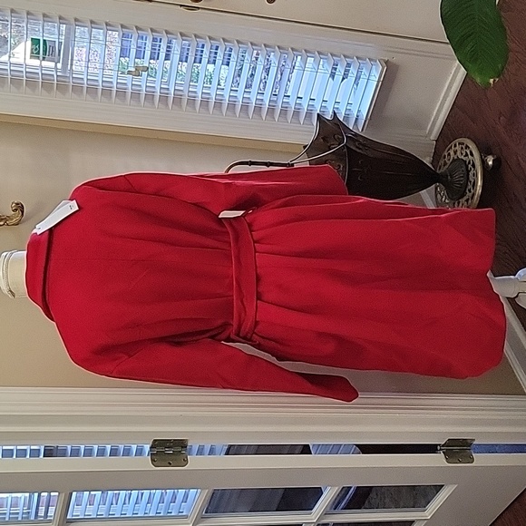 Grace Karin red double breast pea coat long winter oversize trench coat L New… - Picture 10 of 14
